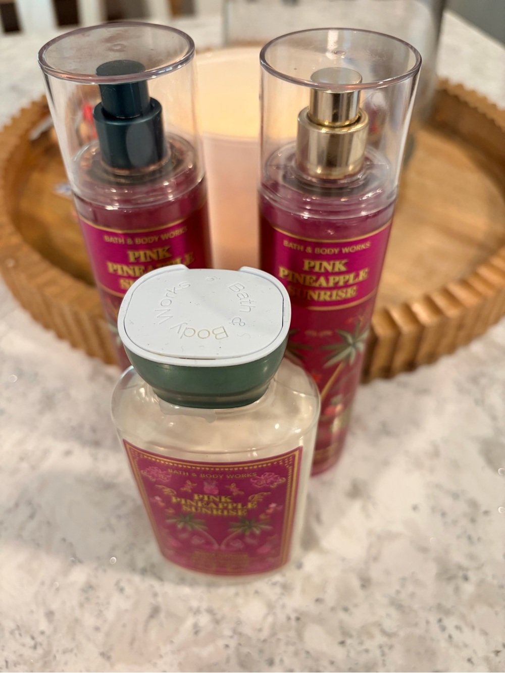 Bath & Body Works Pink Pineapple Sunrise Mist & Lotion Trio.